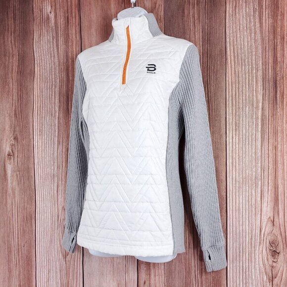 Bjorn Daehlie Womens Size XL Sweater Half Zip Comfy White Gray Wool Blend - Picture 3 of 15